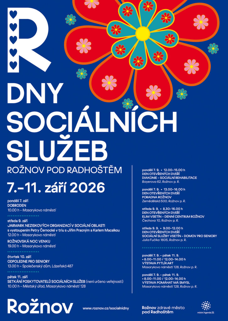 Plakát Dnů sociálních služeb v Rožnově pod Radhoštěm, 7.–11. září 2026