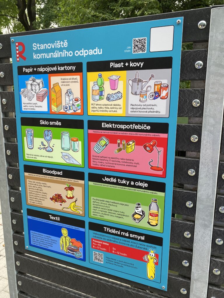 Nové informační panely na modernizovaných odpadových hnízdech budou postupně instalovány v Rožnově